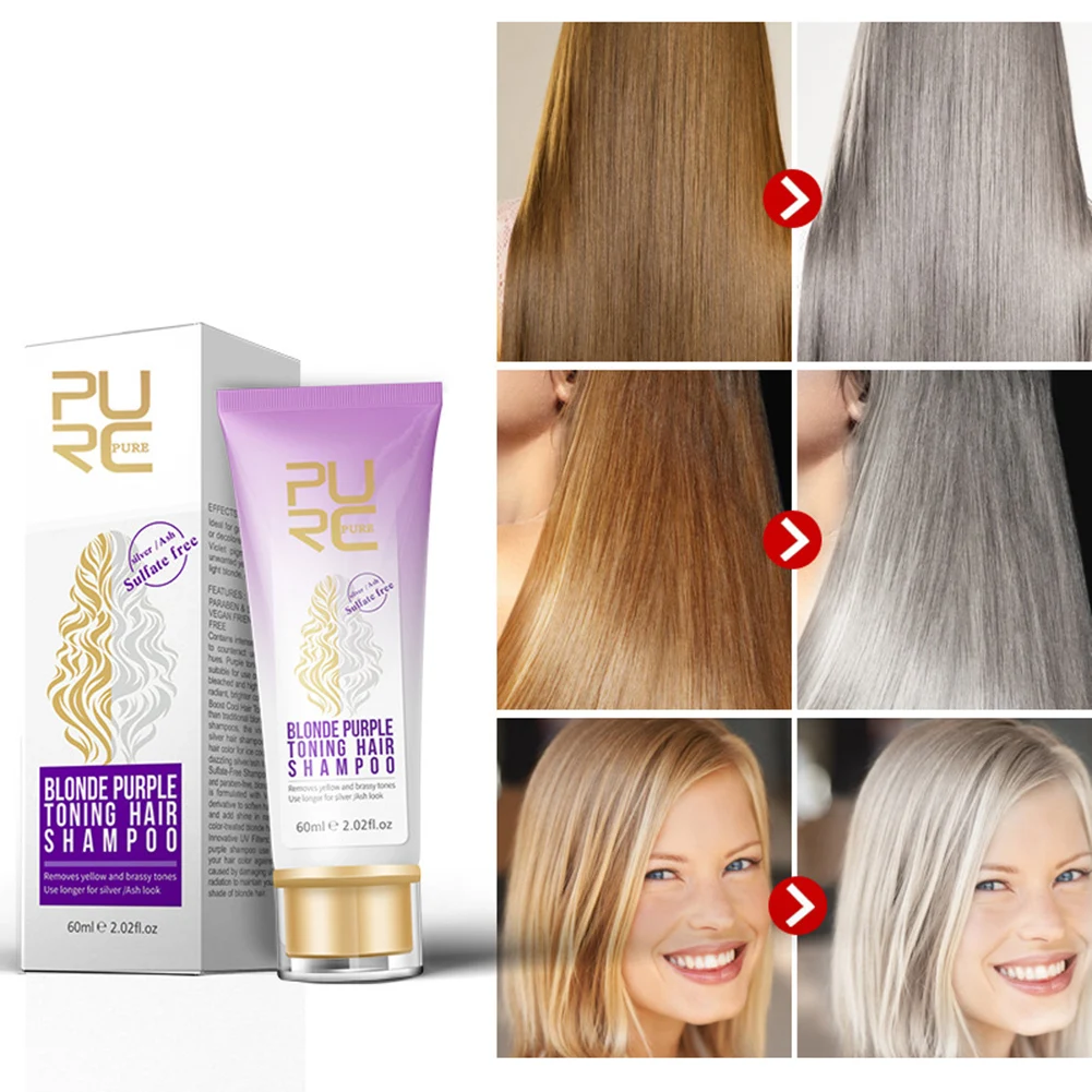 New 100ML Purple Hair Shampoo Removes yellow and brassy tones for silver Ash look Hairdressing Tools | Красота и здоровье