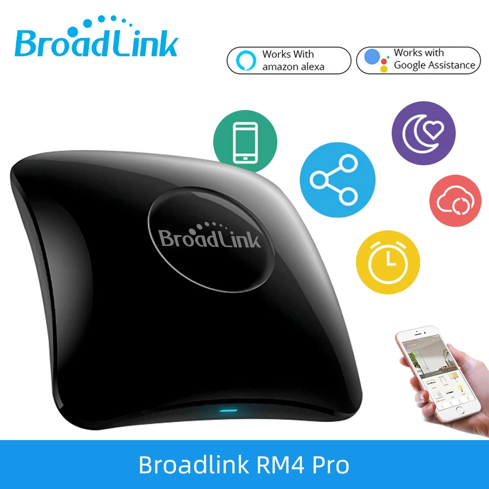 

Универсальный пульт дистанционного управления BroadLink RM4 Pro, ИК-пульт дистанционного управления Wi-Fi RF для умного дома, Air-con,TV,Switch и т. Д., поддерж...