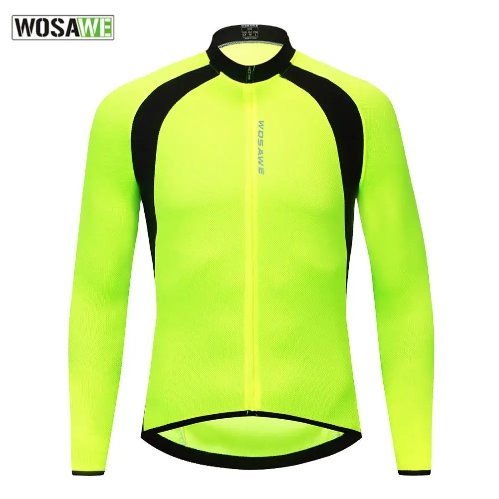

WOSAWE Long Sleeve Motorcycle Jackets Mens Cycling Jersey High Visibility Breathable Bike Shirts Tight Slim Bicycle MTB Clothing