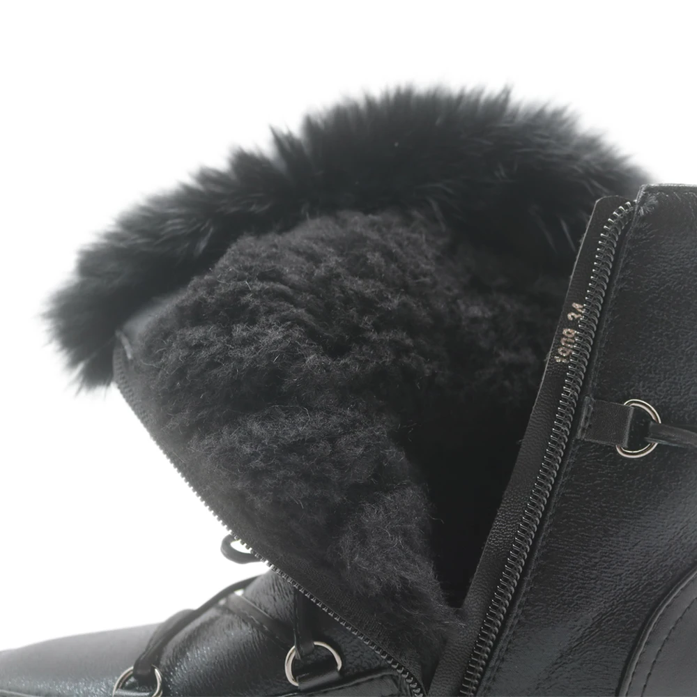 Apakowa/зимние сапоги на шнуровке с натуральным мехом для девочек Детские до