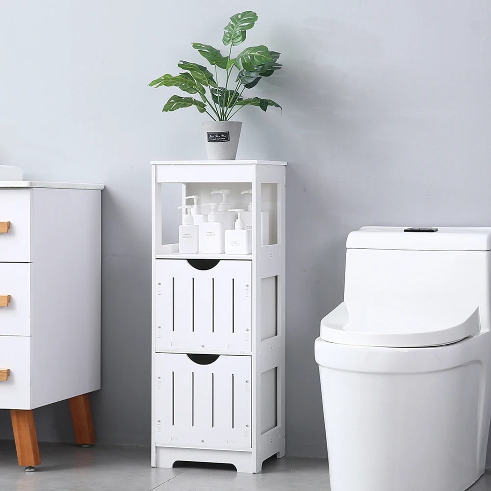 

Three-Layer Two-Drawer Shelf Home Bathroom Bedroom Waterproof Storage Cabinet Rack Living Room Furniture PVC
