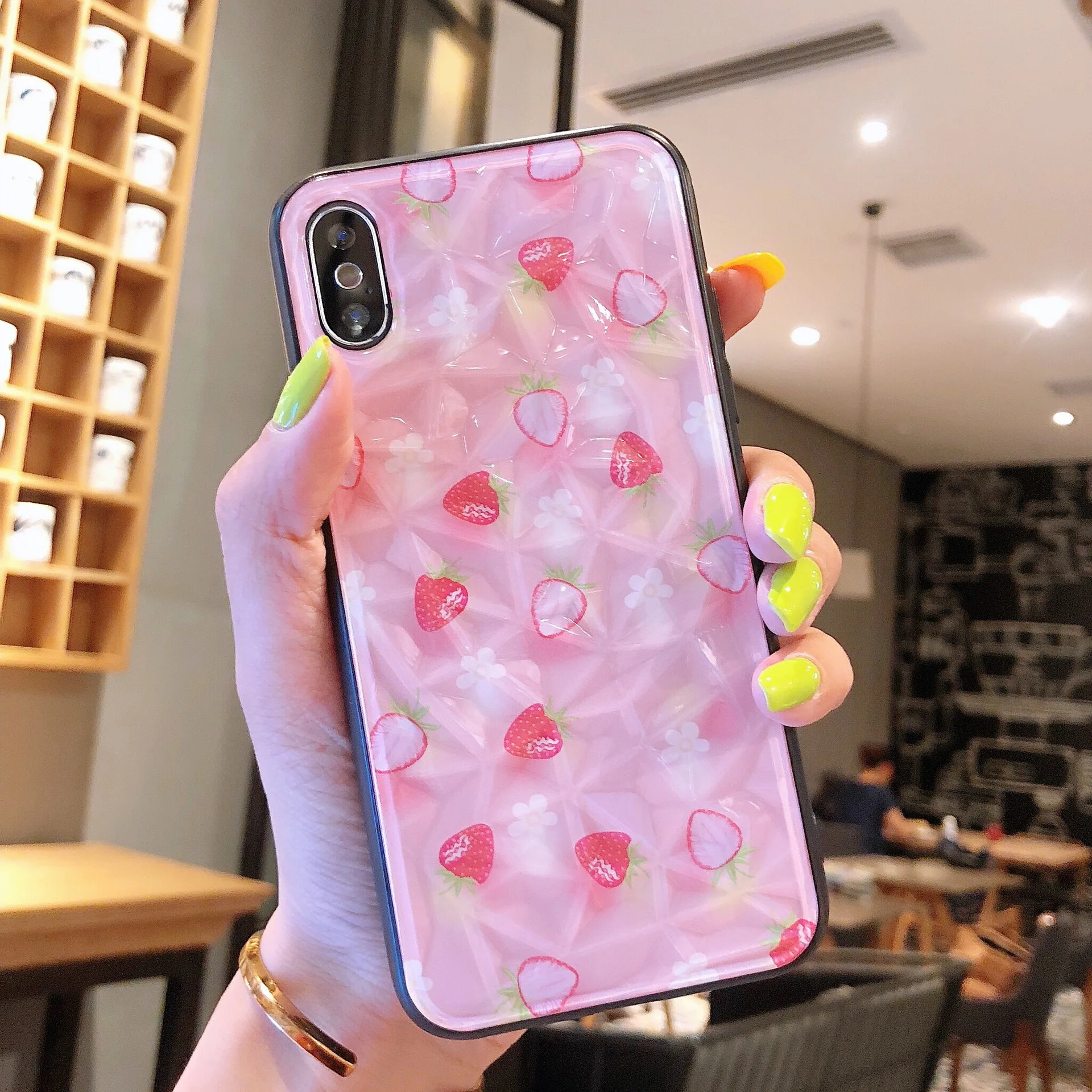 Heyytle Cute Cartoon Diamond Case For iPhone 7 8 Plus X XS MAX Summer Fruit Cover XR 6 6S 7Plus 10 Mirror Cases Coque |
