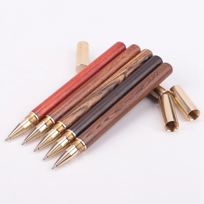 

5 Pcs/Lot Wood with Brass Ball Roller Pens 0.5Mm Ink Ballpoint Pen for Writing