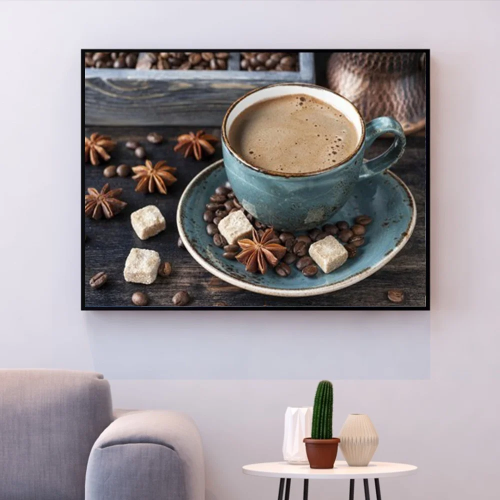 DIY Алмазная вышивка цветок Кухня алмазов картина Кофе чашки Бриллиантовая