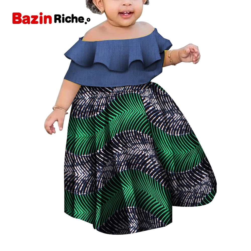 Летняя африканская одежда для девочек Анкара Детская Хлопковая восковая с