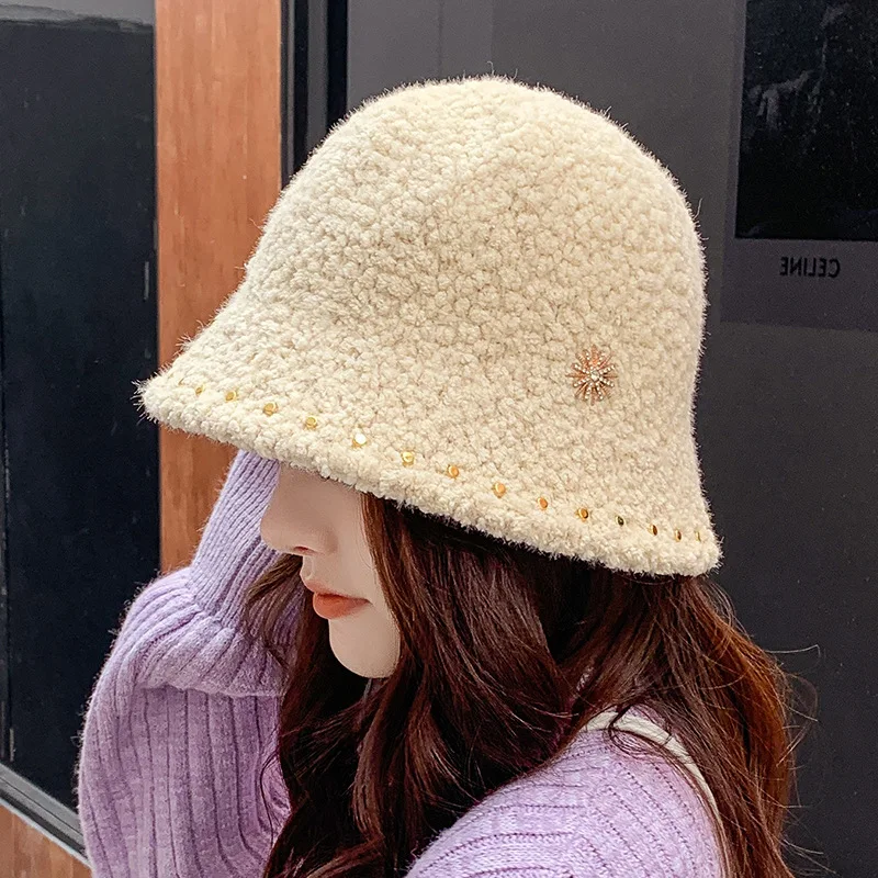 New Style Women's Warm Fisherman Hat for Autumn and Winter, Pure Color Literary Outdoor Outing Fashion Bucket Hat