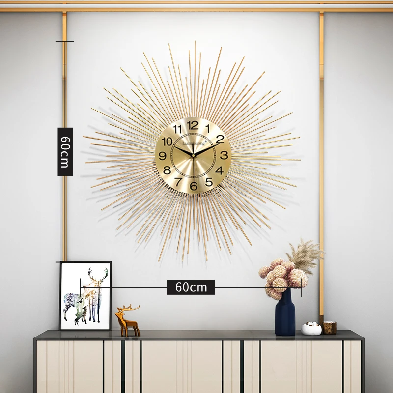 

Luxury Nordic Wall Clocks Modern Design Golden Color Art Round Unique Mute Wall Clocks Simple Reloj Mural Home Decorative