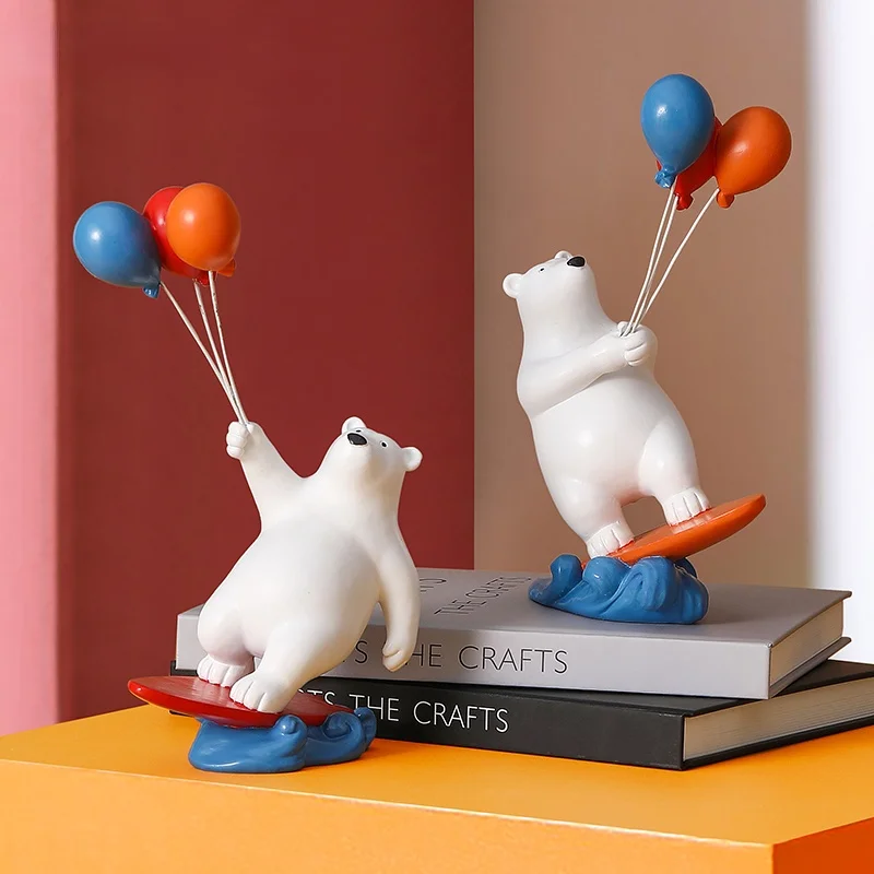 

Креативная фигурка в виде медведя для серфинга, Декор для дома, скульптура, скандинавские фигурки для декора интерьера комнаты, аксессуары