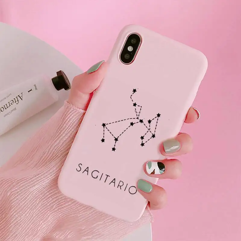 

constellations zodiac signs Phone Case Candy Color for iPhone 6 7 8 11 12 s mini pro X XS XR MAX Plus