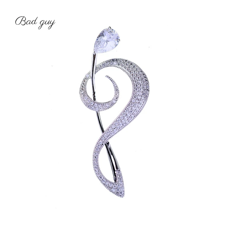 Bad Guy Zircon Brooches for Women's Brooch Pin Accessories for Clothes Decoration Brooch Pins Metal Note Broche Kpop Pins