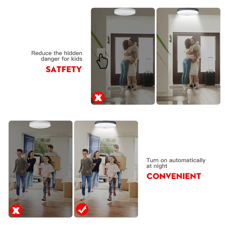 С лампой движения Сенсор потолочный светильник с ПИР светодиодный Ночной 110V 12 Вт