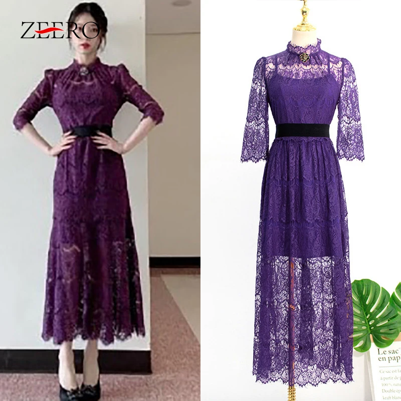 Высокое качество с половинчатыми рукавами просвечивающее кружевное Длинное