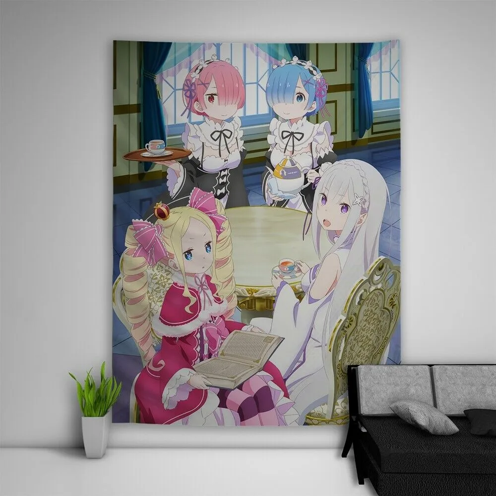 Аниме Re Zero Kara Hajimeru Isekai Seikatsu гобелен настенный кавайный декор комнаты мем фоновая