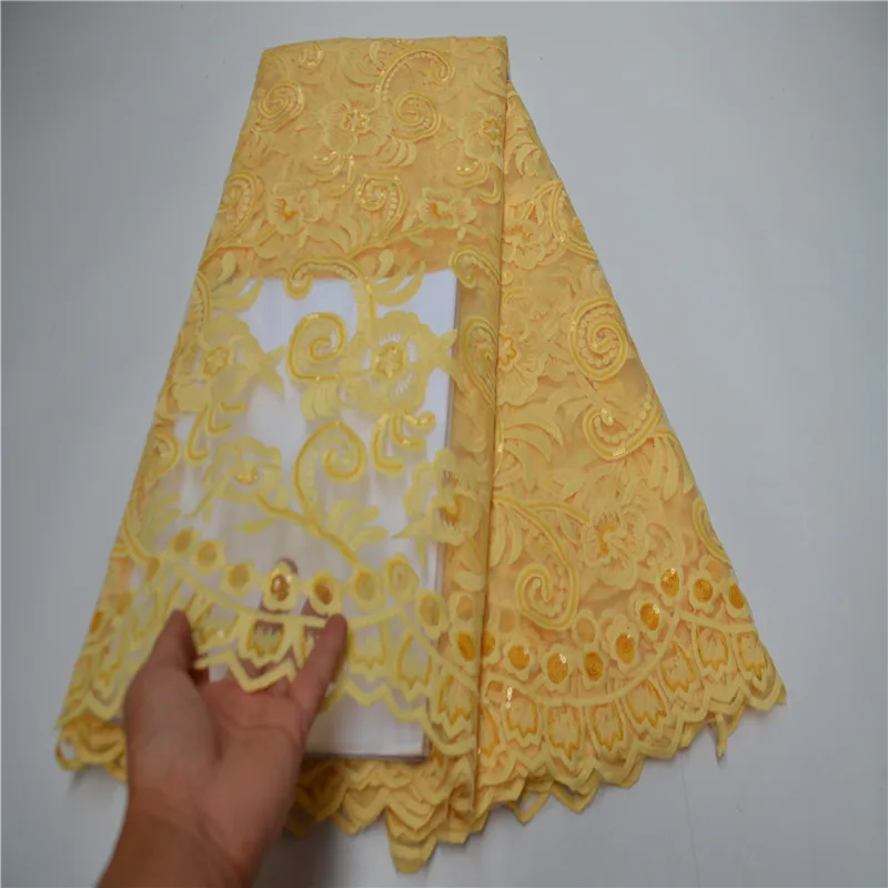 

2021 white Latest sequins lace fabric high quality African French net lace fabric with gold sequins Nigerian lace for sewing