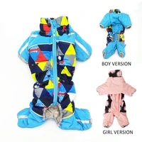 winter dog clothes windproof luxury warm dog coat jumpsuit reflective small pet snowsuit with zipper overalls for boygirl dogs