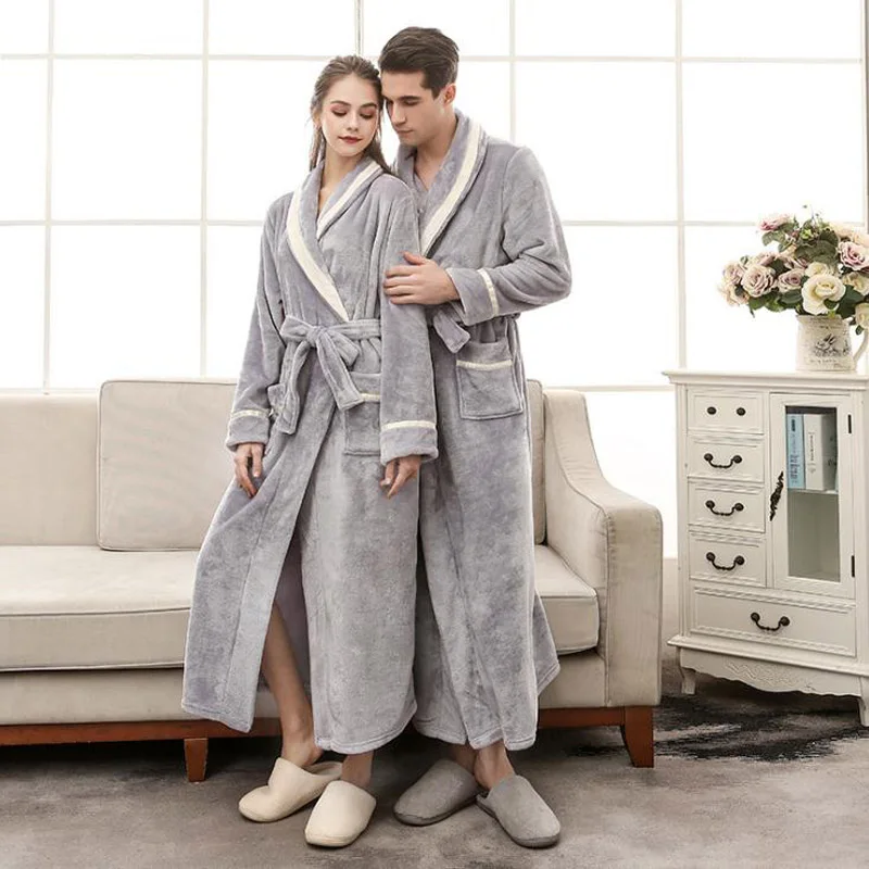 

wedding pajamas lounge leisure Nightgown couple home service pajamas autumn and winter bathrobe flannel robe