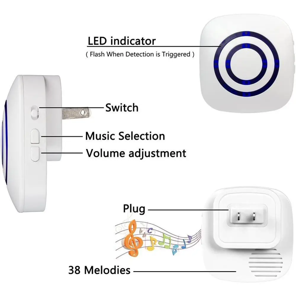 

Sensor Door Bell Door Chime Wireless Business Door Home Detector doorbell Motion Visitor Driveway Smart Alarm Security