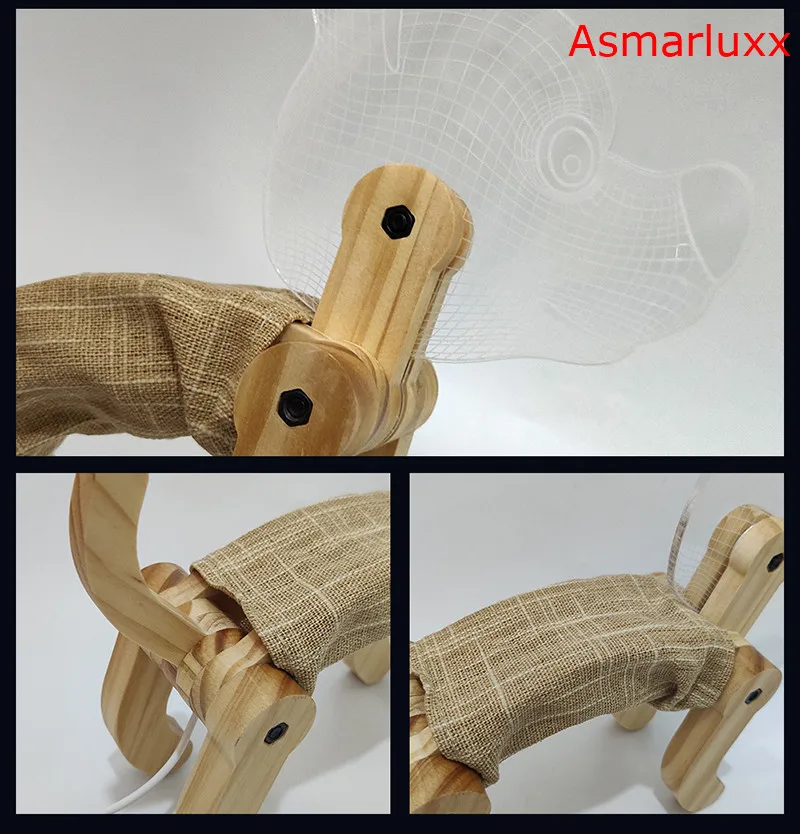 Деревянная собачья лампа акриловые 3D светодиодный абажур гибких собака