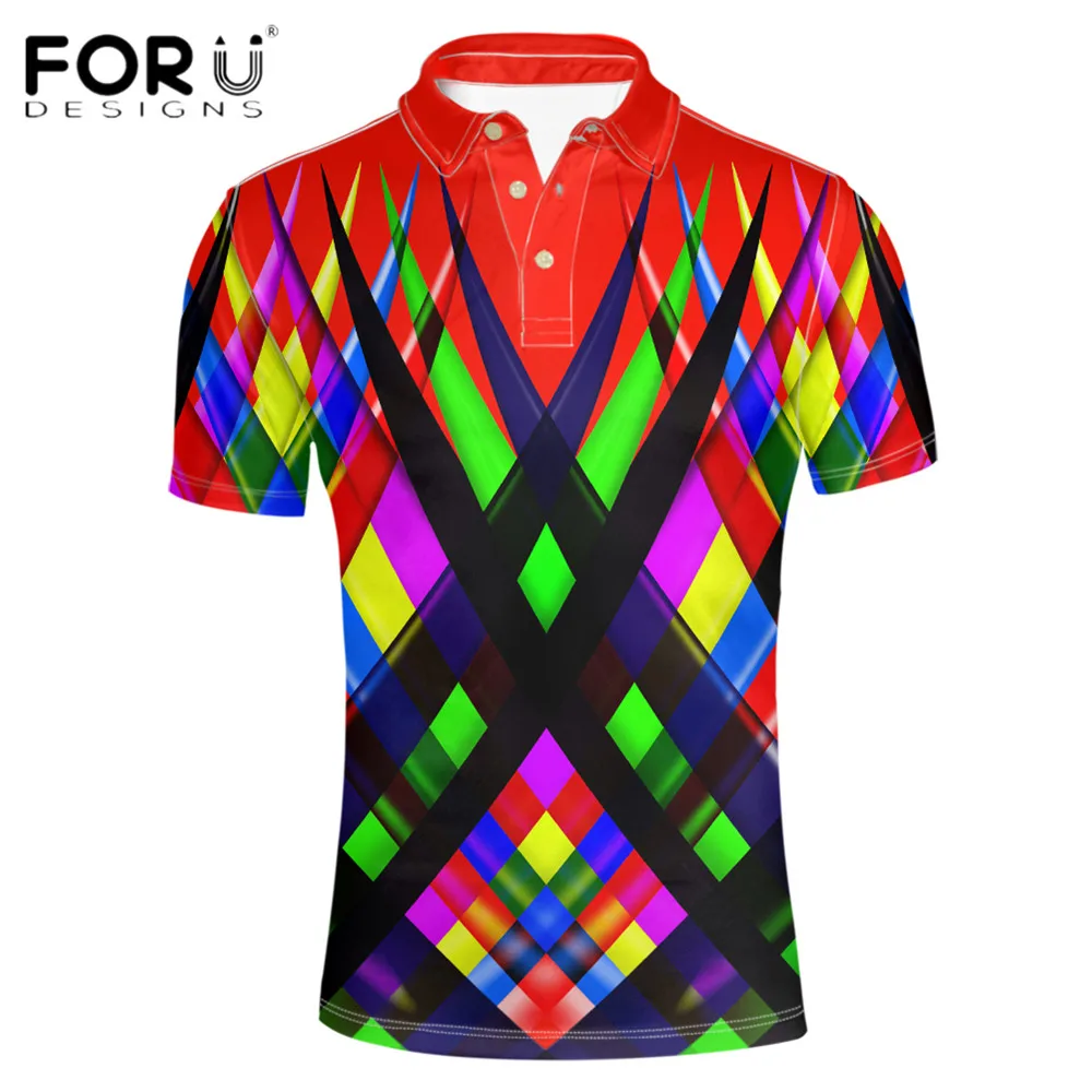 

FORUDESIGNS New Trend Men's Shirts Colorful Novetly Design Turn-down Collor Short Sleeves Tees Business Camisas Masculina XXXL