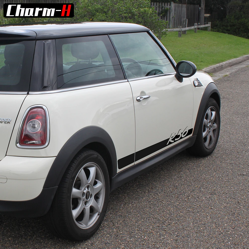2 шт. для Mini Cooper R56 2006 2013 боковые полосы надпись графические наклейки Стикеры