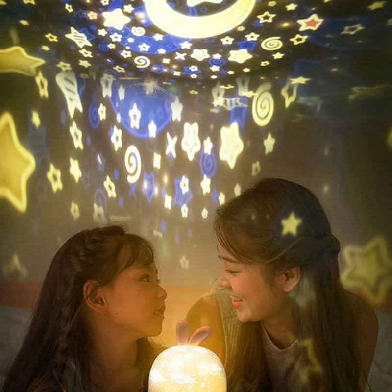 

Magic Rabbit Blooming Light Bluetooth Night Lamp Starry Sky Lights USA Rechargeable Music Projector Lamp for Bedroom Desktop X