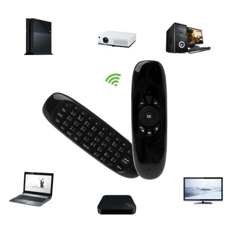 Russian English C120 Fly Air Mouse 2.4G Mini Wireless Keyboard Rechargeable Remote Control for PC Android TV Box | Электроника