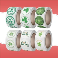 500 pieces st patricks day stickers shamrock roll lucky seal labels green clover stickers for party decorations and crafts