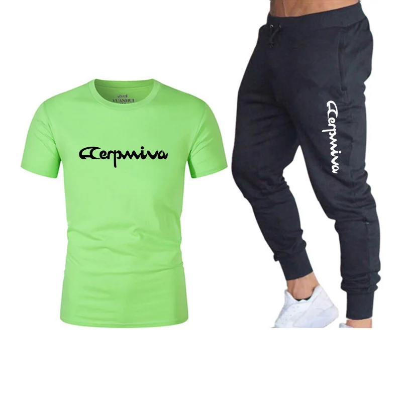 

2021 men's sports breathable wicking T-shirt + basketball sweatpants two-piece basketball training pants