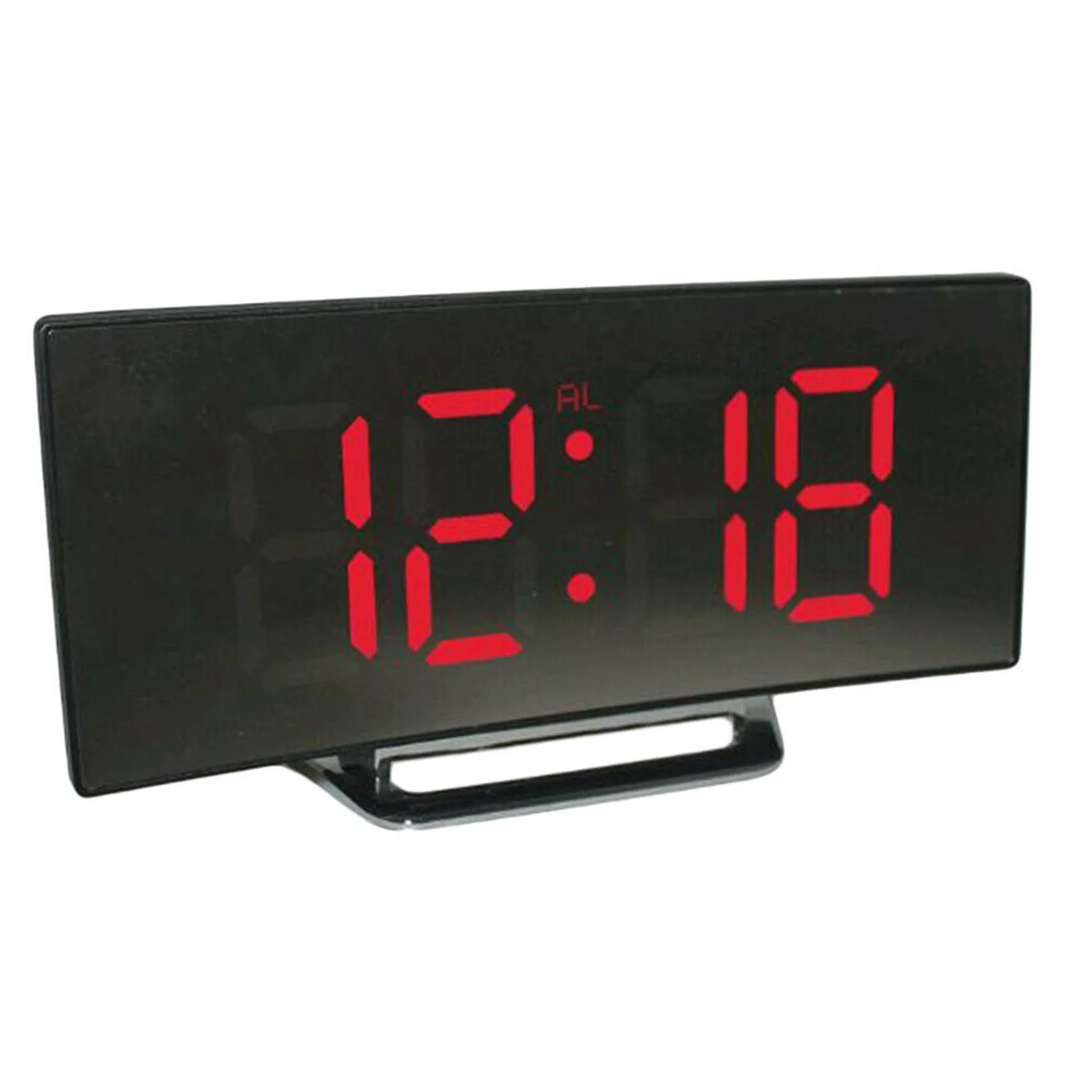 

Acrylic/Mirror Alarm Clock Curved LED Digital Clock Voice Control Snooze Time Temperature Display Night Mode Reloj Despertador