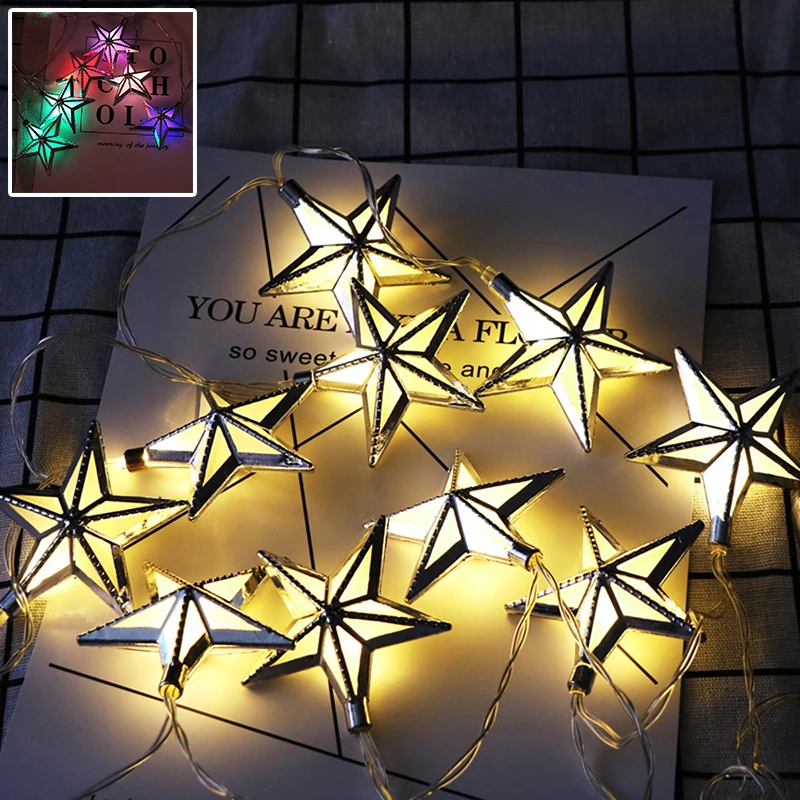 

10 LED Star Shape Light Ramadan Decorations Multicolor Led String Lights Islamic Muslim Festival Garden Decor