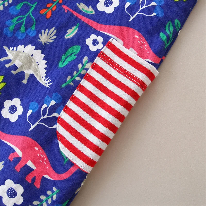 

New Autumn Spring Dinosaur Girls Dresses Animals Applique Cute Princess Party Costume Halloween Kids Dresses