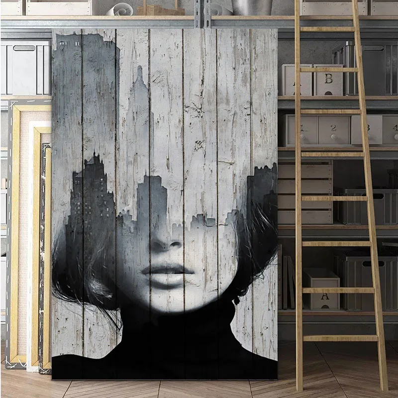 

Abstract Modern Fashion Girl Wall Art Canvas Painting Black White Poster Print Picture For Living Room Home Decor
