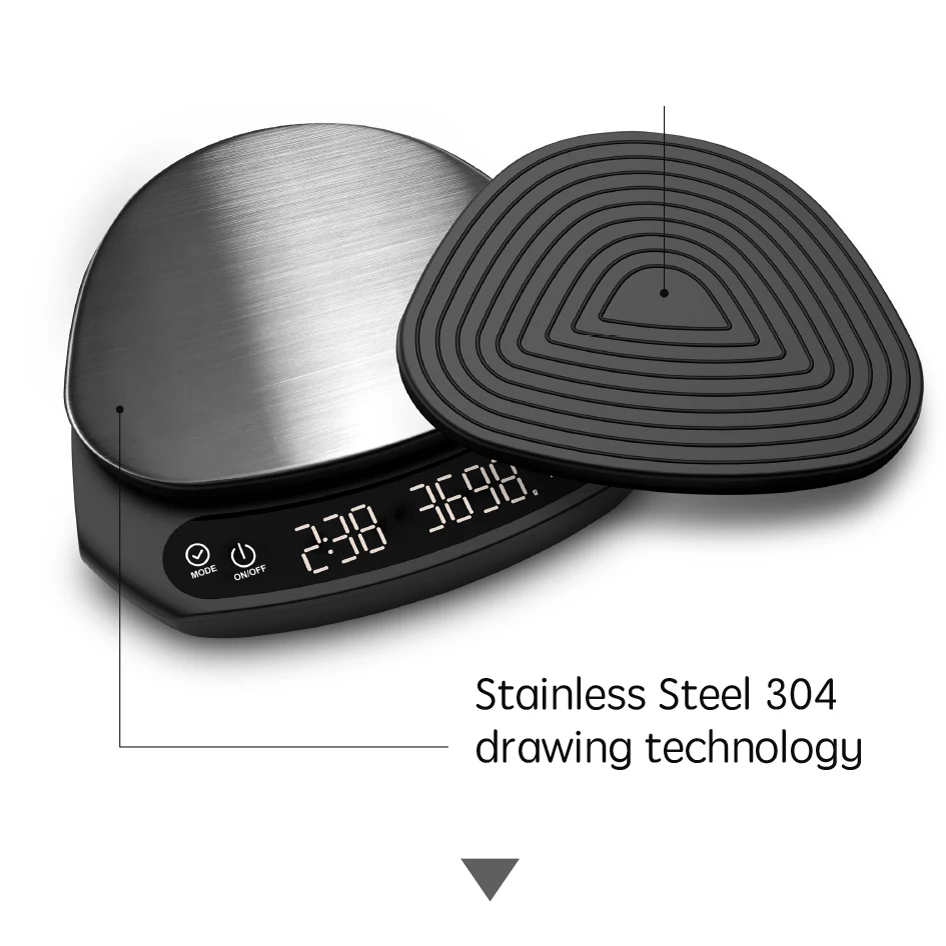 B&aacute;scula de caf&eacute; Digital LED con temporizador, accesorios de caf&eacute; Espresso por goteo, 2kg/0,1g-1