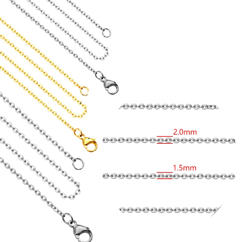 WIWI 5 шт./лот 50 см из нержавеющей стали o-образные плоские цепи крест ожерелье DIY