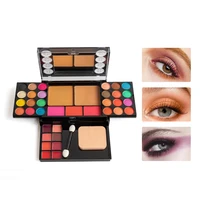 free shipping new eyeshadow powder blush lip glaze set with brush easy to apply color makeup ladies makeup cosmetic sets