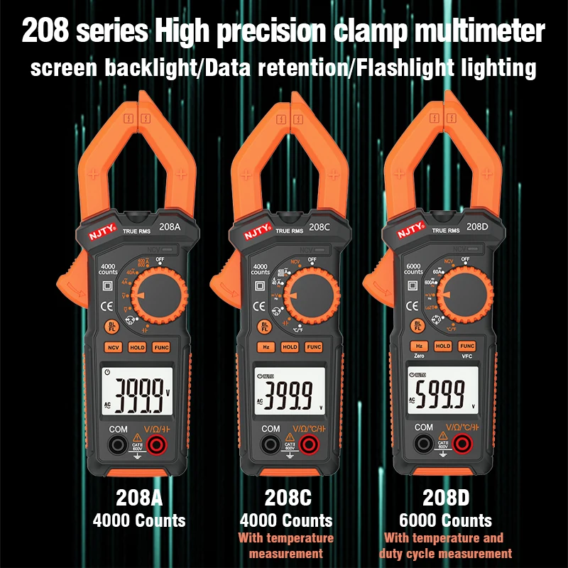 Цифровой мультиметр зажим переменного тока 4000/6000 отсчетов True RMS тестер