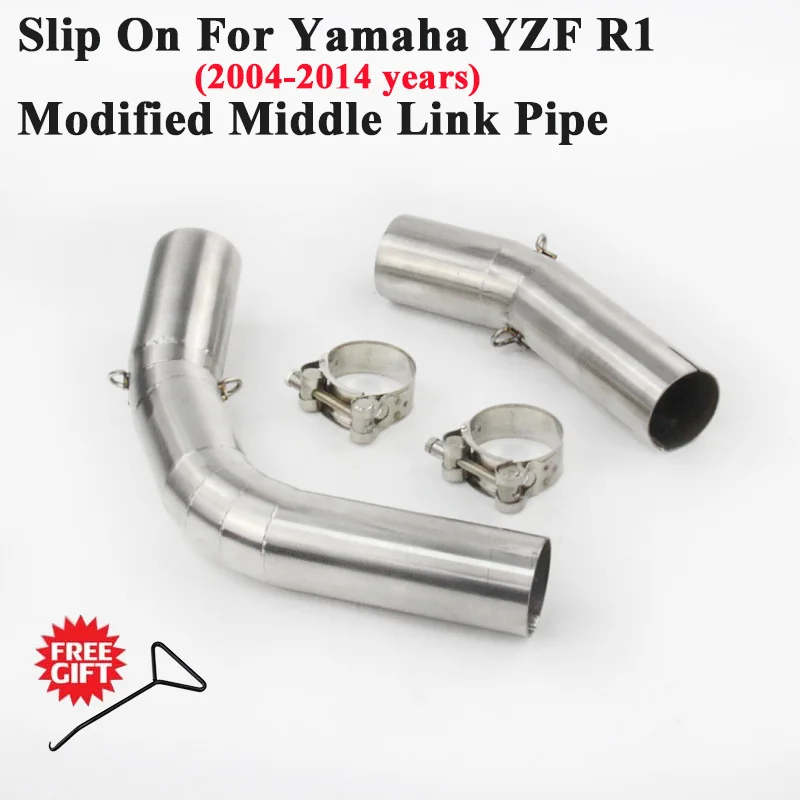 

Slip On For Yamaha YZF R1 2004 - 2014 Motorcycle Exhaust Escape Modify Middle Link Pipe Connect Left Right 51mm Without Muffler