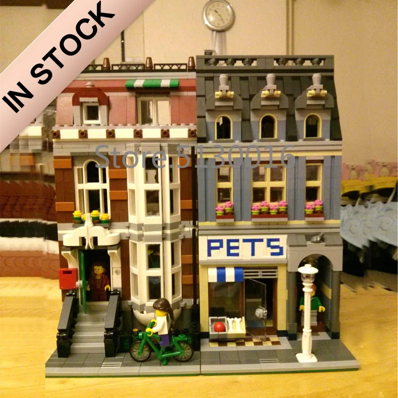 10218 создатель Pet Shop супермаркет 15009 2128 шт уличный вид модели строительные наборы блоки кирпичи образовательные игрушки