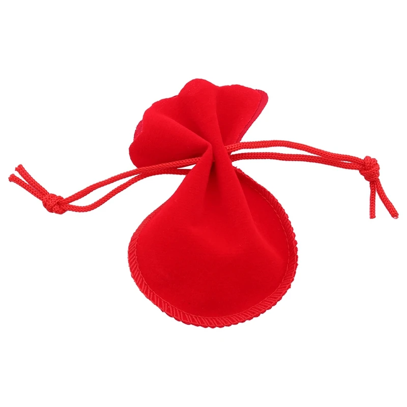 

20 Red Velvet Oval Ring Earrings Wedding Present Gift Favor Bag Pouch