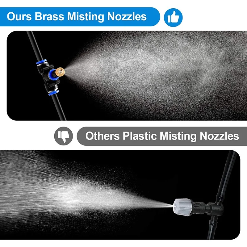 

Outdoor Misting System, 50 FT Misting Hose + 18 Mist Nozzles,Misters for Outside Patio Producing Cool Mist in Greenhouse