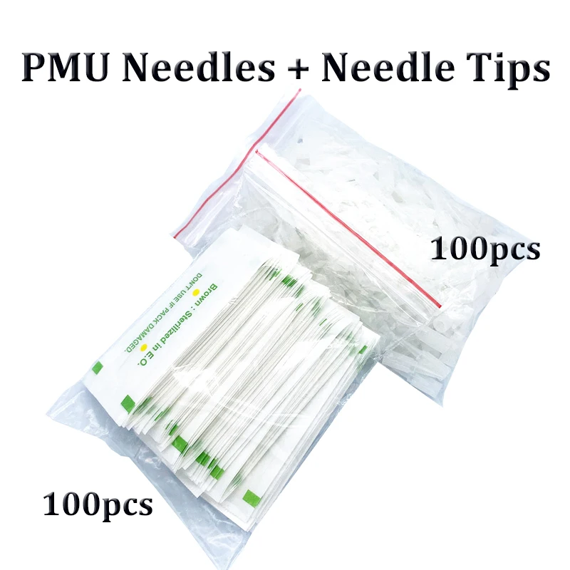 

Набор игл для перманентного макияжа бровей, 100 шт., 1R, 3R, 5R, 5F, 7F, PMU + 100 шт. игл