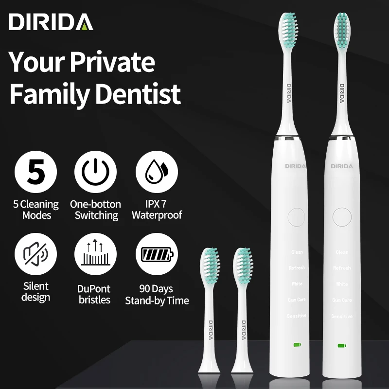 New S-100W Adult Sonic Toothbrush Rechargeable Waterproof Electric Toothbrush Deep Clean Teeth with 2 Brush Heads  Oral care
