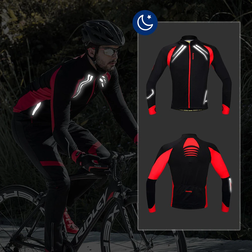 Santic Мужская велосипедная куртка для велоспорта длинные велосипедные куртки на