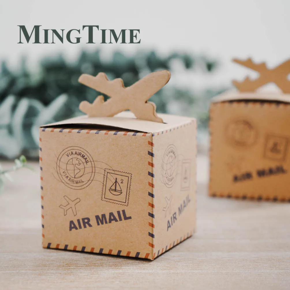 10 шт крафт бумаги самолет конфеты коробка свадебные путешествия тема украшения