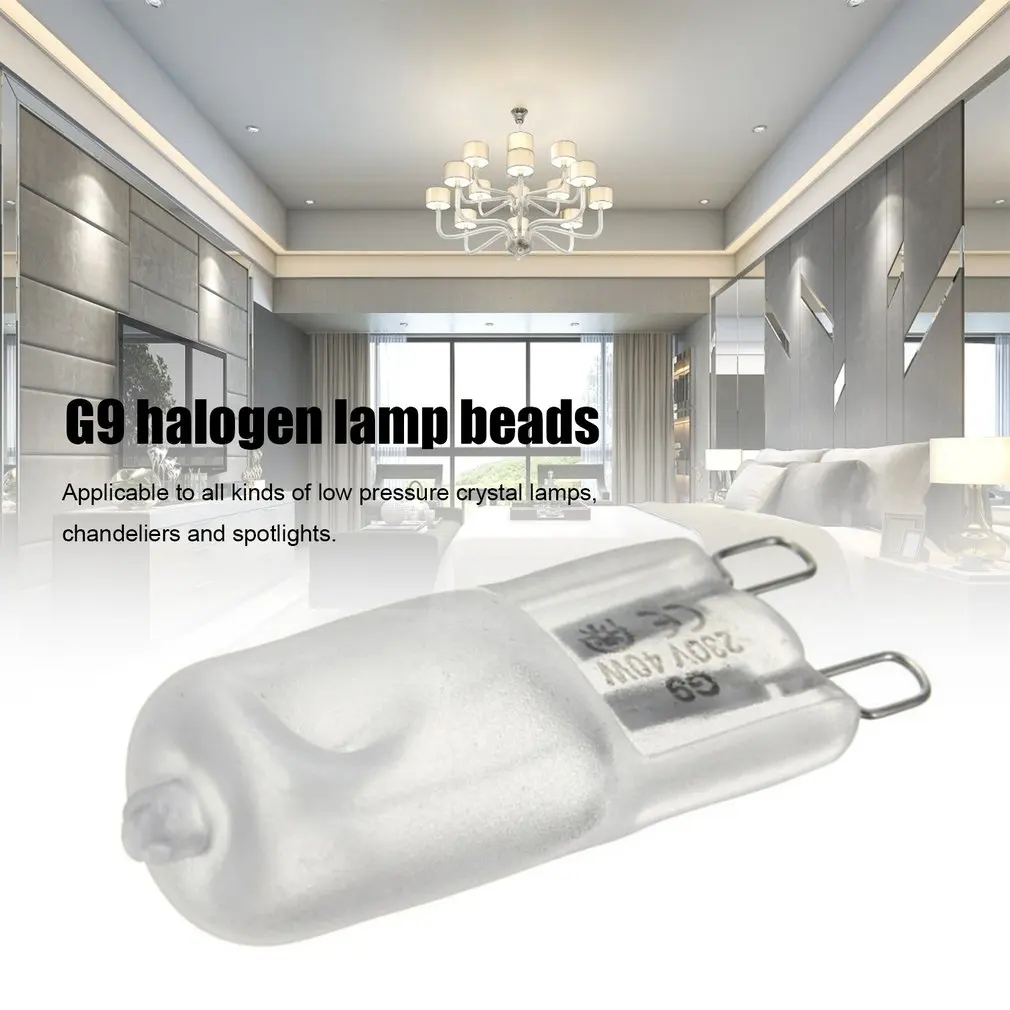 

Hot Newest Super Bright G9 Halogen Light Bulb 40w Halogen G9 220V 3000K Warm White Indoor Clear Halogen G9 Lamp