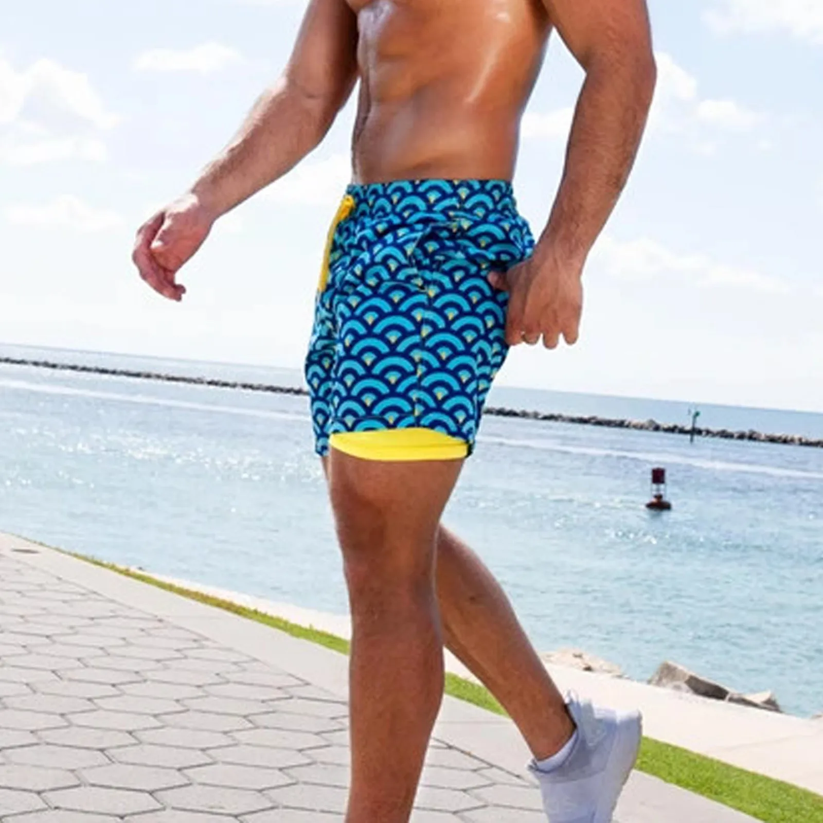 Новый Для мужчин Drawstring специальные пляжные Повседневное встроенный сжатия