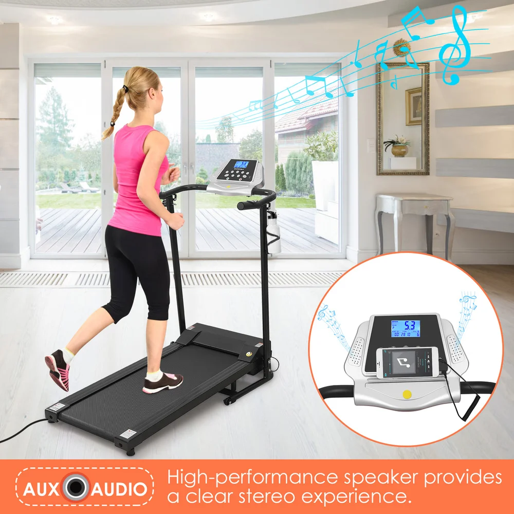 

BESPORTBLE Motorized Treadmill 1.5HP Electric Treadmill 12 Built-in Programs Folding Treadmill 1-10 km/h Adjustable Househ