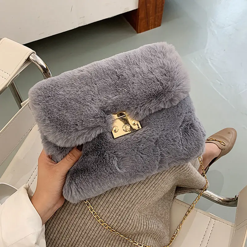 

Shoulder Bag Women Bag Crossbody Bag Female Designer Handbag Furry Plush Chain Corduroy Fashion 2021 New Trend Simple All-match