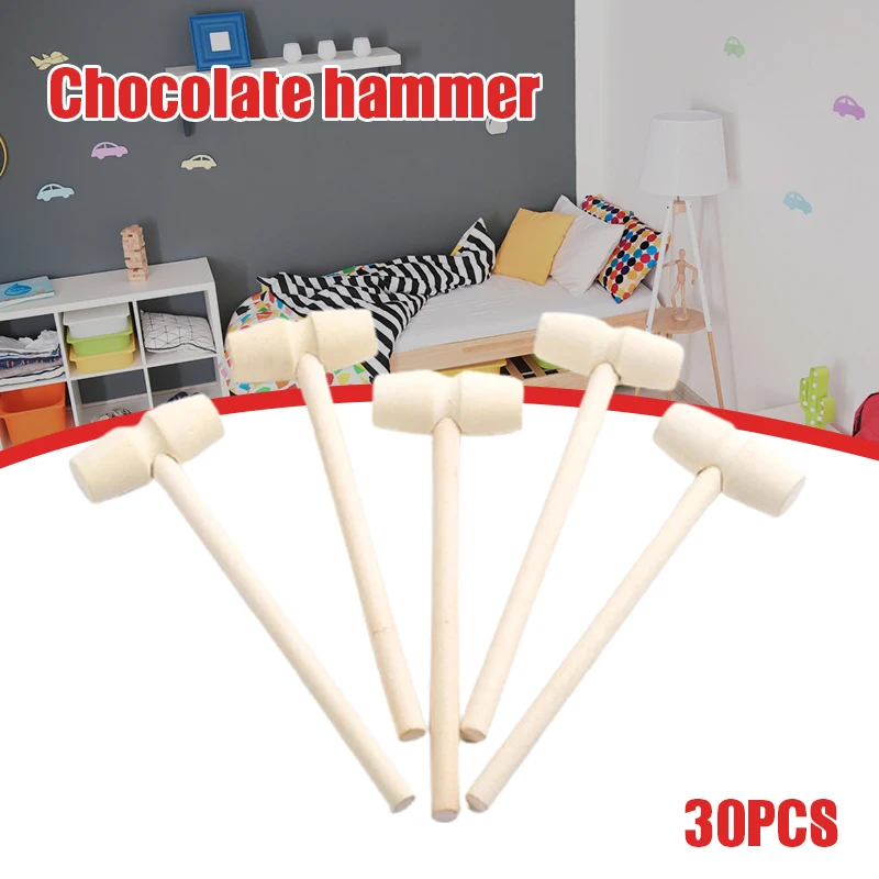

30 Pcs Wooden Hammers for Chocolate Mini Breakable Heart Hammer Wood Mallet for Chocolate Smooth Finished K9Store