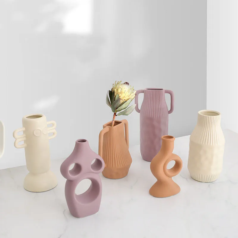 

Скандинавские Morandi креативная керамическая ваза цветочное украшение для дома украшение для гостиной спальни настольные сушеные цветочные ...